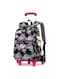 Children's Rolling Trolley Backpack with Brushstroke Design and Plush Toy