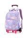 Pastel Galaxy Six-Wheel Trolley School Bag in Purple