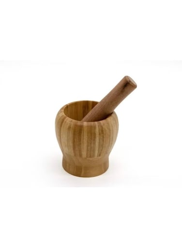 Wooden Mortar and Pestle 11cm, Natural Wood Grinder for Spices, Herbs Crusher, Wooden Garlic Masher, Spices Grinder, Traditional Manual Masher for Kitchen Use