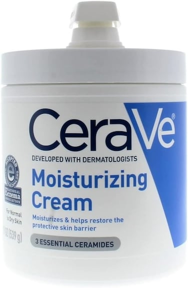 CeraVe Moisturizing Cream Daily Face and Body Moisturizer for Dry Skin with Pump 19 Ounce, 539 g (Pack of 1)