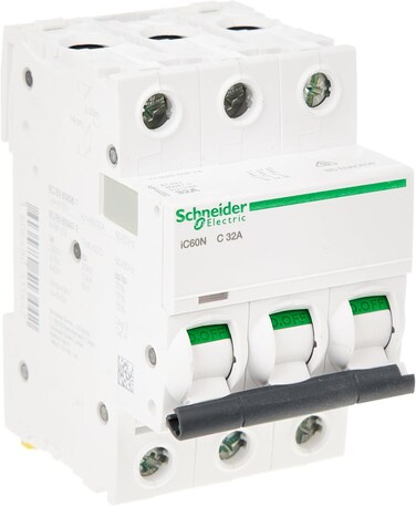 Schneider Electric Acti9 iC60N 3P 32A C Miniature Circuit Breaker, A9F44332