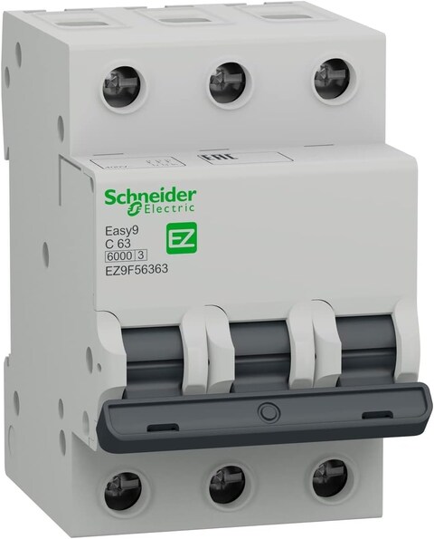Schneider Electric Easy9 Miniature Circuit Breaker 3P 63A C curve 6000A MCB 400V EZ9F56363