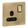 Schneider Electric Ultimate Screwless Flat Plate - 13A Single Pole Switched Single Power Socket, Antique Brass with Black Insert (GU3410BAB)