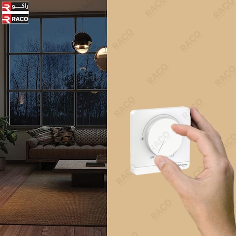 Schneider Electric AvatarOn Rotary Dimmer Switch, 1 Gang, 250V for Dimmable LED, Incandescent, and Halogen Lights, White (Model: E8331RD25-WE)