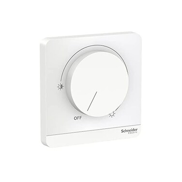 Schneider Electric AvatarOn Rotary Dimmer Switch, 1 Gang, 250V for Dimmable LED, Incandescent, and Halogen Lights, White (Model: E8331RD25-WE)