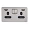 Schneider Electric Ultimate - Stainless Steel Double Power Socket with 2 USB Ports, 13A, Stainless Steel with Black Insert (Model: GGBGU3424DBSS)