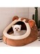 TAME Cute Cat Beds for Indoor Cats, Cat Bed Cave with Cushioned Pillow, Bear-shaped Cat/Small Dog Cave, Puppy Bed with Removable Cotton Pad, Super Soft Calming Pet Sofa Bed