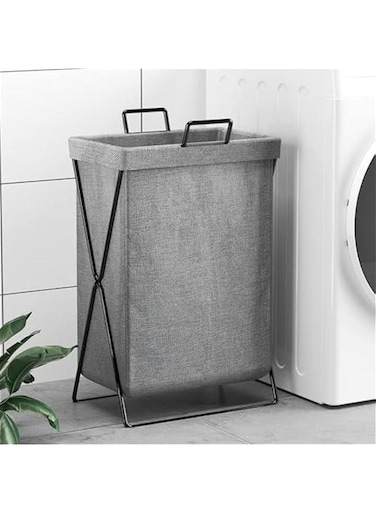 50L Folding Laundry Storage Basket with Handles Detachable Liner Waterproof Laundry Bag, Tall Clothes Hamper Stand Up Well for Clothes Toys