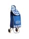 FEELINGS Folding Essential Shopping Trolley in Blue Checks   Fabric Luggage Bag   Shopping Cart   Portable Trolley Foldable With Wheels for Grocery, Fruits, Vegetables