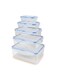 Airtight Food Storage Container Set, Clear Plastic, Rectangular, Locking Lids, Kitchen Organiser, Set Of 5