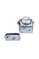3-Piece Rolling School Set, 18-Inch Wheeled Backpack with Lunch Bag and Pencil Case, Pastel.WHITE STRAGE