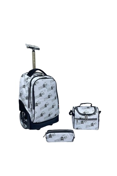 3-Piece Rolling School Set, 18-Inch Wheeled Backpack with Lunch Bag and Pencil Case, Pastel.WHITE STRAGE