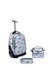 3-Piece Rolling School Set, 18-Inch Wheeled Backpack with Lunch Bag and Pencil Case, Pastel.WHITE STRAGE