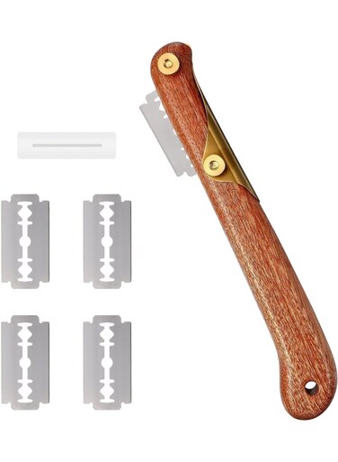 Bread Lame Slicing Tool, Baking Sourdough Bread Starter Jar Razor Cutter, 1 Set Dough Baking Cutter with Blades, Pastry Cutters Wooden Slicer for Bakers, Brown