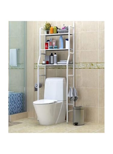 Dubai Gallery 3 Tier Stainless Steel Toilet Cabinet Rack White