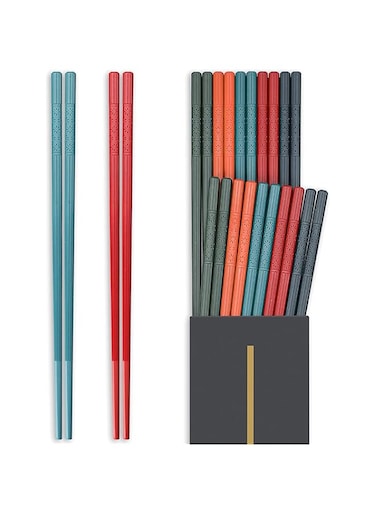 ELECDON Chopsticks, 10 Pairs Multicolor Reusable Chopsticks Dishwasher Safe, Non-Slip Chop Sticks Gift Set Japanese Style, Dishwasher Safe, 24.4cm