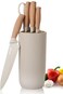 Kitchen Knife Set With Block, 6-Piece Premium Sharp Knife Set with Universal Knife Block Professional Chef Knife Block Set For Kitchen (White)