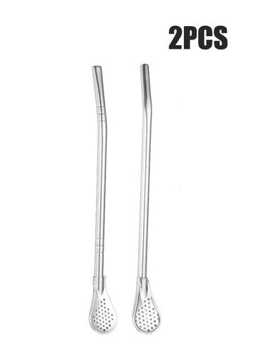 2Pcs Drinking Spoon Straws Stainless Steel 304 Bombillas Yerba Mate Straw Filter Loose Leaf Tea Infuser Strainer Stirring Straws