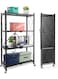 4-Shelf Foldable Storage Shelves with Wheels Large Capacity Shelving Unit Freestanding Metal Wire Shelf Rack No Assembly Organizer Rack for Garage Kitchen Basement Pantry Heavy Duty