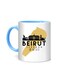 Styles Beirut Lebanon Skyline Map Art Printed Mug White/Blue 10cm