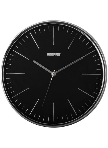 Geepas Wall Clock - Silent Non-Ticking, Round Decorative Wall Clock for Living Room, Bedroom, Kitchen (Battery Not Included) 3D Silver Dial   2 Years Warranty