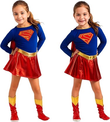 Super Girl Costume &ndash; Cape, Top &amp; Shoes Included - Large