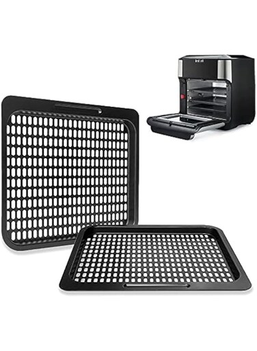 2 Pcs Replacement Cooking Tray, Mesh Cooking Rack Air Fryer Accessories for Instant Vortex, Innsky, Chefman and other Air Fryer Oven, Dishwasher Safe, Removable Mesh Cooking Rack for Air Fryer