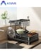 2 Tier Foldable Dish Rack, Double Storage Large Capacity, Kitchen Cutlery Drainer Rack with Water Conduit(Black)