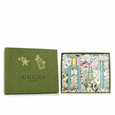 GucciFlora Gorgeous Jasmine EDP Woman's Gift Set: 100 ml + Mini 10 ml Spray + Mini Pen 5 ml Spray - HARD BOX