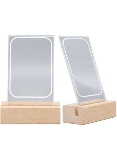 SWIUKPHE 2 Pcs Glowing Clear Acrylic Picture Frame, 3 Inch Mini Tabletop Picture Frame for Inst Mini 11/9/8/EVO Instant Film Photo, Warm Light Table Photo Frame for Polaroid 3" Film Photo