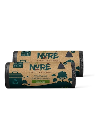 Bio-Degradable Purity In Disposal Garbage Bag,55 Gallons,15 Pcs, 80cmx110cm,Pack of 2