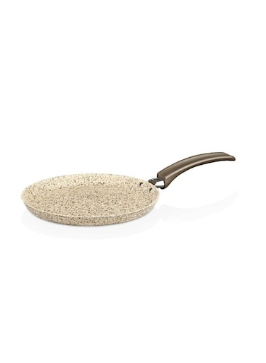 Falez Creamy Crepe Pan 24cm Nonstick Granite Pancake Pan with Cool-Touch Handle Induction Safe Stone-Look Cookware