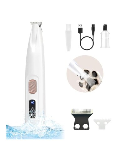 Masroo Upgraded Dog Paw Trimmer,Pet Dog Grooming Kit Clippers with LED Light Display, 18mm Widen Blade, 35dB Low Noise, Waterproof, Rechargeable Clipper for Dogs Cats Trimming Paws, Eyes, Ears, Face
