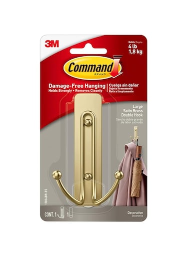 Command&trade; Large Satin Brass Wire Hook