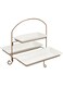 Shallow 2 Tier Serving Plate With Gold Stand, White, 2X37 Cm, Dy2102G