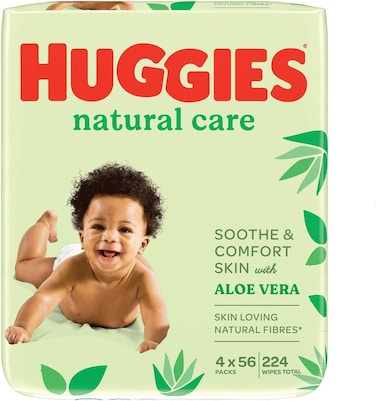 Huggies Natural Care, Baby Wipes - 12 Packs (672 Wipes Total) - Aloe Vera Wet Wipes with Natural Fragrance - Hypoallergenic with No Alcohol
