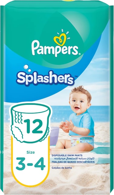Pampers Splashers Swimming Diaper Pants, Size 3-4, 6-12 kg, Carry Pack, 12 Count