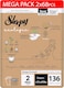 Sleepy Ecologic Taped Diapers, Size 2 (3&ndash;6 kg), 132 Count, Hypoallergenic, Plant-Based &amp; Biodegradable, Sustainable Premium Baby Diapers with High Absorption, 100% Leakproof Protection