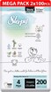 Sleepy Bio Natural Premium Size 4 Diapers, 200 Count, Baby Dry Taped Diapers, 7-14kg Hypoallergenic, Water Based, Almond Milk, Vegan, 100% Leakproof