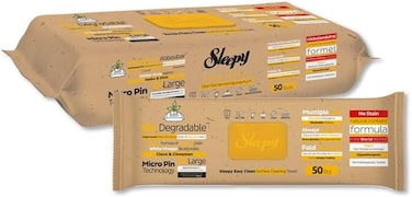 Sleepy Easy Clean Biodegradable Surface Cleaning Wipes, Clove &amp; Cinnamon Additive, 50 Sheets, 50 Pack