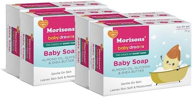 Morisons Baby Dreams Moisturising Baby Bathing Soap with Almond Oil &amp; Glycerine, 75 gm (Pack of 4)