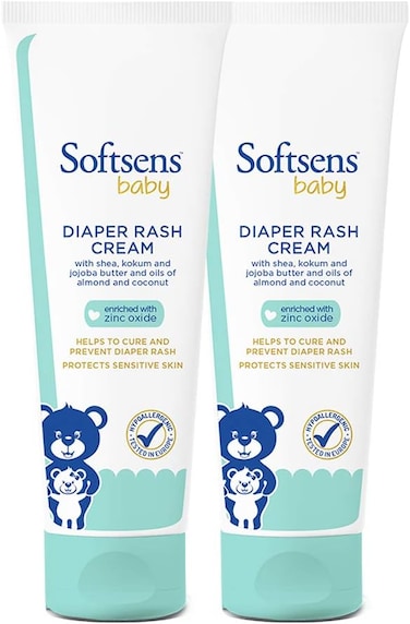 Softsens Baby Natural Diaper Rash Cream, Enriched with Aloe Vera Juice and Shea Butter 50 G (Pack of 2)
