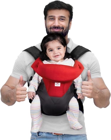 Mylo Baby Carrier Bag for 4 To 24 Months, Max Weight 15kg, with 4 Comfortable Carrying Positions, Lightweight &amp; Travel Friendly (Red &amp; Black)