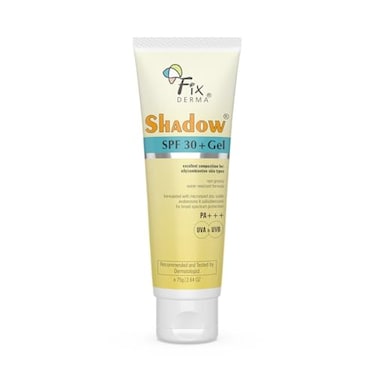 جل واقي من الشمس Fixderma Shadow بعامل حماية SPF 30+، للبشرة الدهنية، واقي من الشمس للجسم والوجه، واقي من الشمس واسع الطيف لحماية من الأشعة فوق البنفسجية UVA وUVB - للنساء والرجال - 75 جم