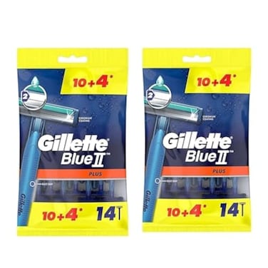 Gillette Blue Ii Plus Men's Disposable Razors, 14 Count ( Pack Of 2 )