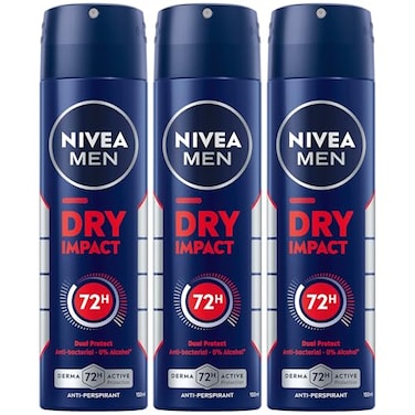 NIVEA Men Antiperspirant Spray For Men, 48H Protection, Dry Impact, 3X150ml