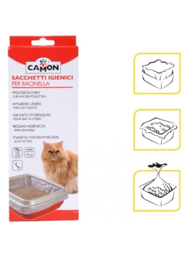 Camon Cat Litter Box Liners Bags, 10 Piece, Non-Stick Smooth Quick Cleaning Litter Bags, Extra Durable Tear-resistant Large Litter Bags, Fits in all sorts of Litter Boxes, Cat litter box liners bags