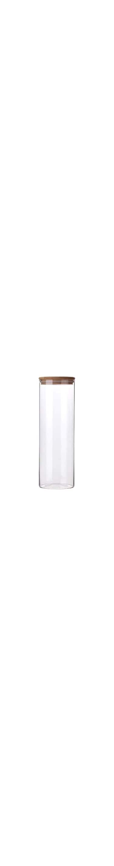 BESTonZON 1800ml Transparent Glass Jars Storage Container for Tea Coffee Spice Candy (10x25cm, with Bamboo Cover)