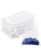 DoGeek 60 Small Organza Gift Bags Jewelry Pouches Sheer Drawstring Pouches, Mesh Candy Favour Bag for Wedding Party Festival Game (9 x 7CM, White)