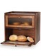 2-Tier Wood Bread Storage Box, Kitchen Countertop Container Bin, 2 Layer Food Organizer Holder, Vintage Farmhouse Fruit Organizer Pantry Shelf, Home Storage Bin with Acrylic Window